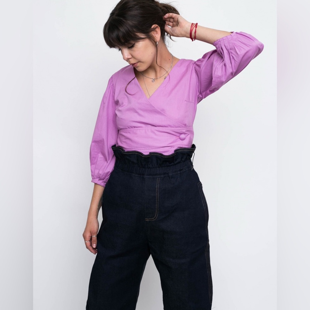 House of Sunny‎ Lavender Wrap Blouse Size 2 EUC
